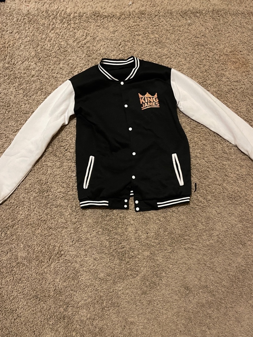 Source Unknown Black and White 'King James' Varsity Jacket for Kids